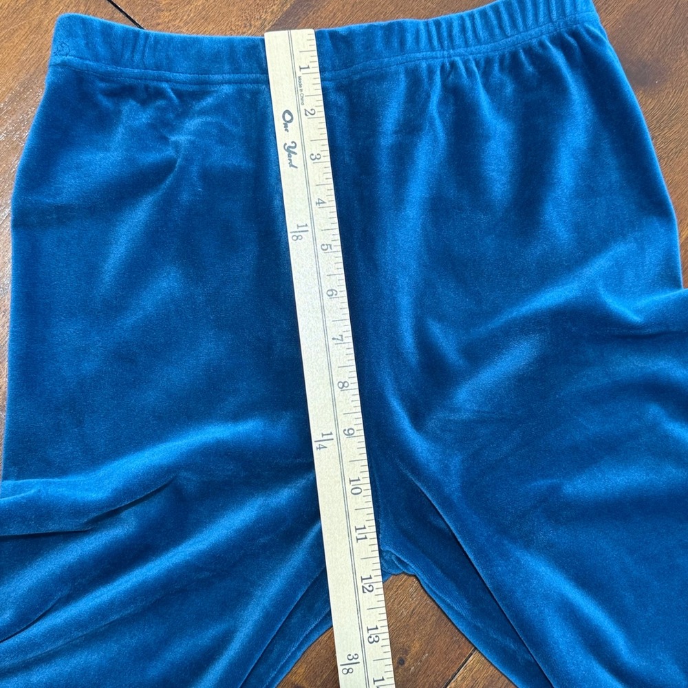 Womens Velour Bell Bottom Pants S Teal Blue Flare Tall Retro Statement 70s Boho - Picture 9 of 11